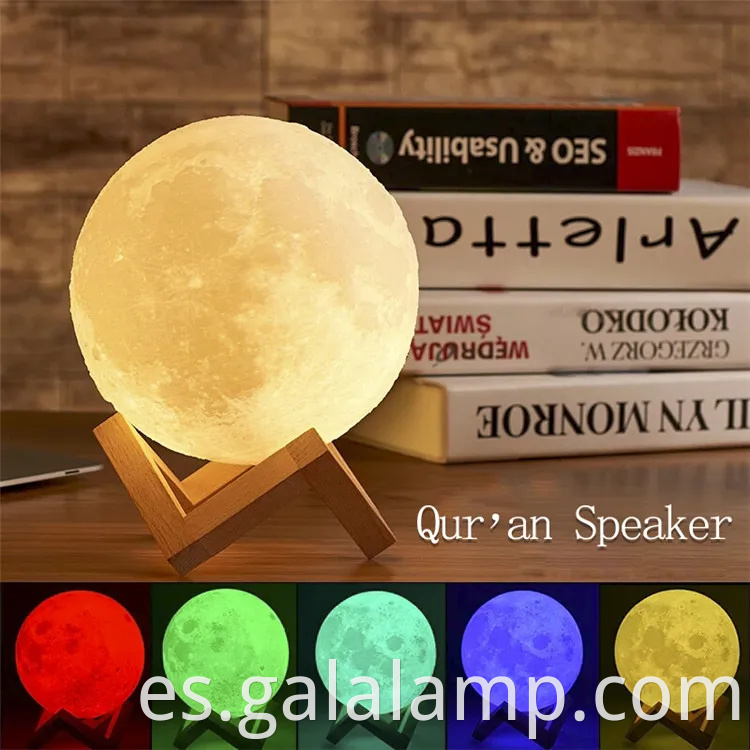 Fábrica profesional Más colores 3d Night Moon Light Corán Islam Musulmán Allah Eid Ramadán hablante con carga USB